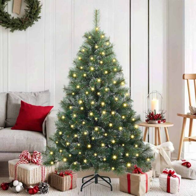 Berkfield Home Artificial Christmas Tree with 150 LEDs Green 150 cm PE & PVC - image 1