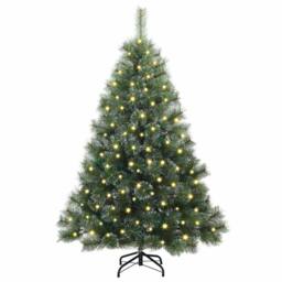 Berkfield Home Artificial Christmas Tree with 150 LEDs Green 150 cm PE & PVC - thumbnail 3