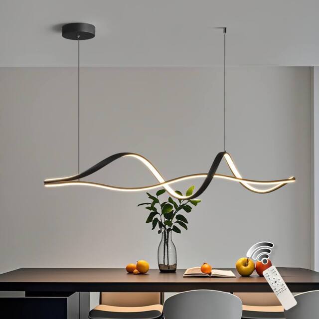 NIVOR 48W Dimmable LED Linear Chandelier Black Pendant for Kitchen Island in Jet Black - image 1