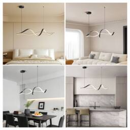 NIVOR 48W Dimmable LED Linear Chandelier Black Pendant for Kitchen Island in Jet Black - thumbnail 9