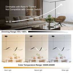 NIVOR 48W Dimmable LED Linear Chandelier Black Pendant for Kitchen Island in Jet Black - thumbnail 3