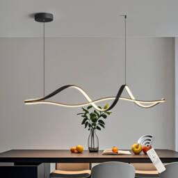 NIVOR 48W Dimmable LED Linear Chandelier Black Pendant for Kitchen Island in Jet Black - thumbnail 1