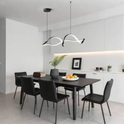 NIVOR 48W Dimmable LED Linear Chandelier Black Pendant for Kitchen Island in Jet Black - thumbnail 5