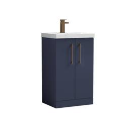 Balterley Modern Bathroom 2 Soft Close Door Vanity Unit Basin, Blue, 500mm in Blue