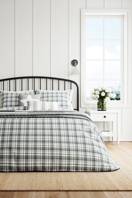 Helena Springfield 'Cosy Check' Brushed Cotton Duvet Cover Set in Grey - Size: Single - image 1