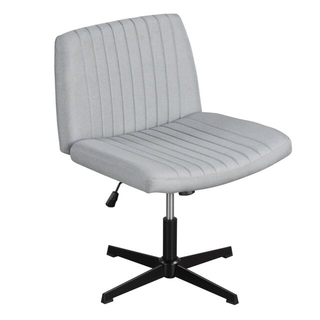 Costway Criss Cross Chair No Wheels Cross-Legged Swivel Desk Chair in Grey - image 1