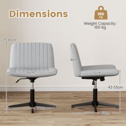 Costway Criss Cross Chair No Wheels Cross-Legged Swivel Desk Chair in Grey - thumbnail 2