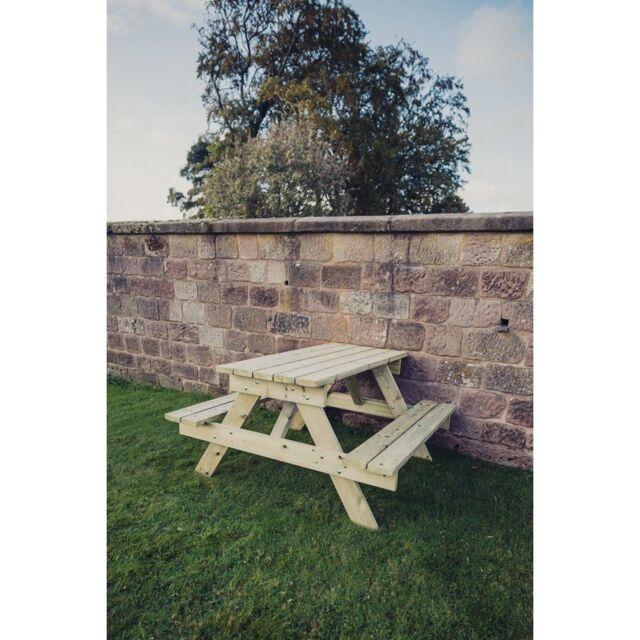 Churnet Valley Garden Furniture Ltd Picnic Table - L139.5 x W143.5 x H76 cm - Partially Assembled in Brown - image 1