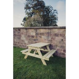 Churnet Valley Garden Furniture Ltd Picnic Table - L139.5 x W143.5 x H76 cm - Partially Assembled in Brown - thumbnail 1