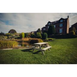 Churnet Valley Garden Furniture Ltd Picnic Table - L139.5 x W143.5 x H76 cm - Partially Assembled in Brown - thumbnail 9