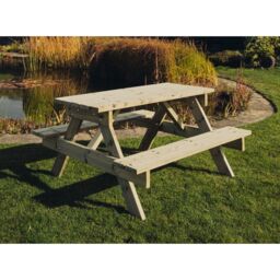 Churnet Valley Garden Furniture Ltd Picnic Table - L139.5 x W143.5 x H76 cm - Partially Assembled in Brown - thumbnail 6