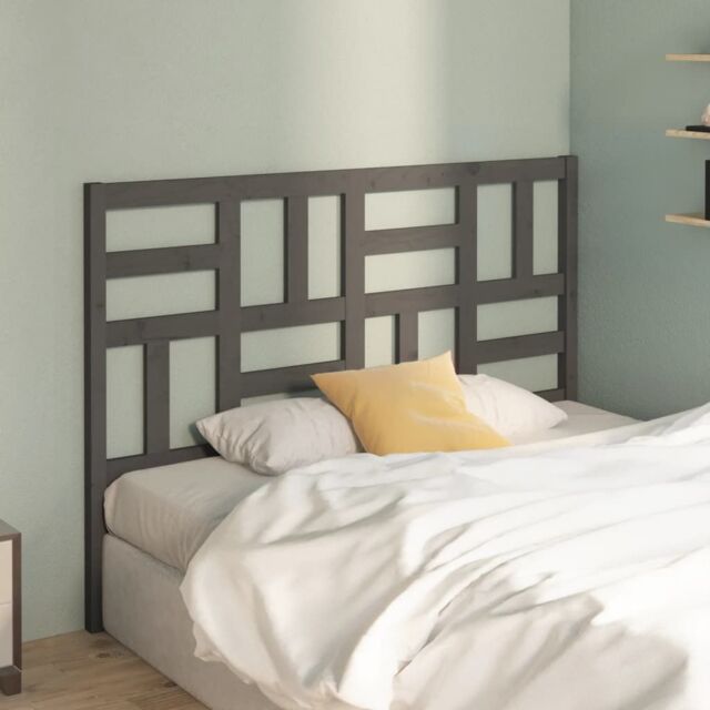 Berkfield Home Bed Headboard Grey 126x4x104 cm Solid Wood Pine - Size: 126 x 4 x 104 cm - image 1