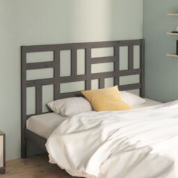Berkfield Home Bed Headboard Grey 126x4x104 cm Solid Wood Pine - Size: 126 x 4 x 104 cm - thumbnail 3