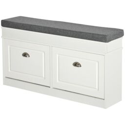 Rafaelo Mobilia Shoe Storage Bench With Cushioned Seat 104CM White - thumbnail 5