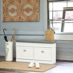Rafaelo Mobilia Shoe Storage Bench With Cushioned Seat 104CM White - thumbnail 3