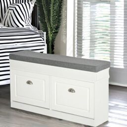 Rafaelo Mobilia Shoe Storage Bench With Cushioned Seat 104CM White - thumbnail 4