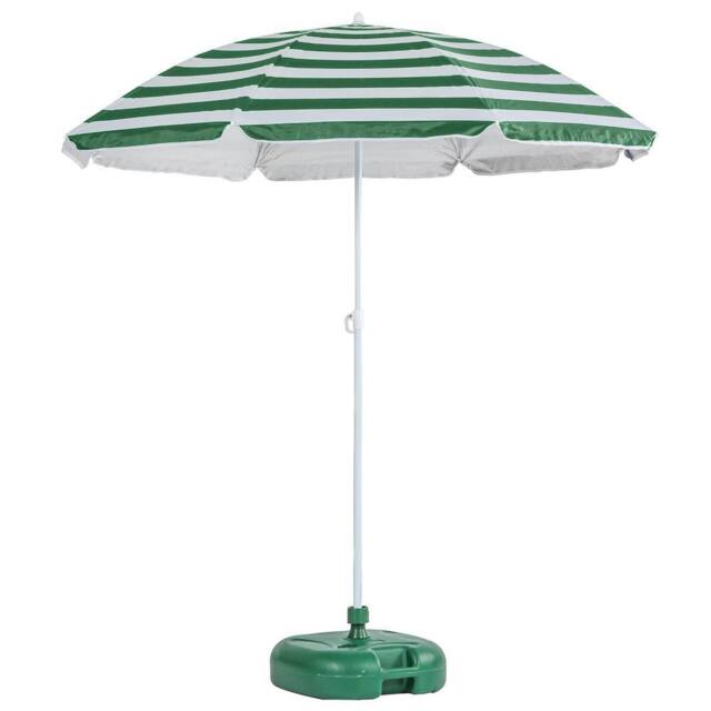 Harbour Housewares Metal Beach Parasol with Green Base 1.8m - image 1