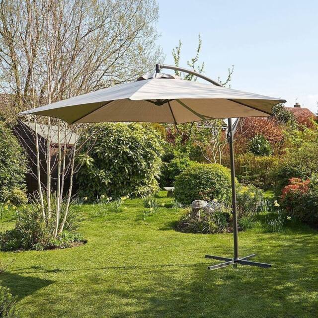 Home Source Gozo Aluminium Overhanging Cantilever Vented Parasol in Grey - image 1