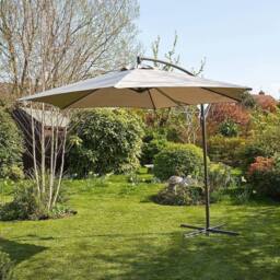 Home Source Gozo Aluminium Overhanging Cantilever Vented Parasol in Grey
