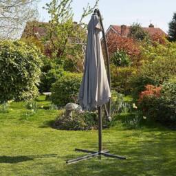 Home Source Gozo Aluminium Overhanging Cantilever Vented Parasol in Grey - thumbnail 3