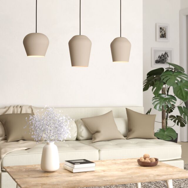 Eglo Cambaito Steel Monochromatic 3 Light Pendant in Light Sand - image 1