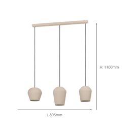 Eglo Cambaito Steel Monochromatic 3 Light Pendant in Light Sand - thumbnail 5