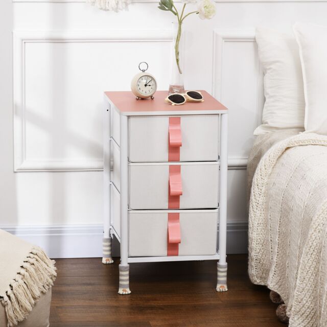 HOMCOM of Drawers Cloth Organizer w/ 3/6 Fabric Drawers Metal Frame Nursery Room in Pink - image 1