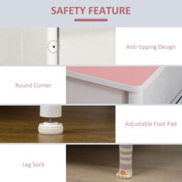 HOMCOM of Drawers Cloth Organizer w/ 3/6 Fabric Drawers Metal Frame Nursery Room in Pink - thumbnail 5