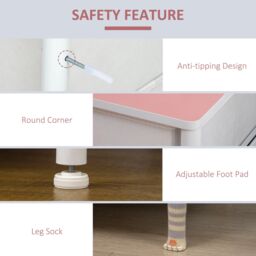 HOMCOM of Drawers Cloth Organizer w/ 3/6 Fabric Drawers Metal Frame Nursery Room in Pink - thumbnail 6