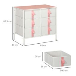 HOMCOM of Drawers Cloth Organizer w/ 3/6 Fabric Drawers Metal Frame Nursery Room in Pink - thumbnail 3