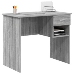 Berkfield Home Desk with Storage Grey Sonoma 90x49.5x75 cm Engineered wood - thumbnail 3