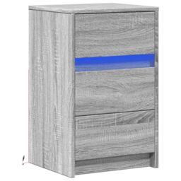 Berkfield Home Bedside Cabinet with LED Lights Grey Sonoma Engineered Wood - thumbnail 3