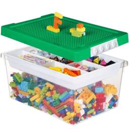 Greentainer Stackable Plastic Storage Bins with Lids & Removable Tray in Green