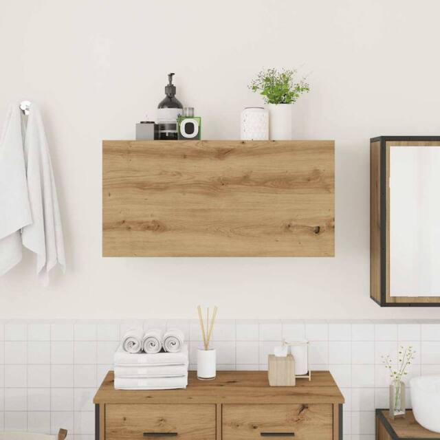 Berkfield Home Decorative Bathroom Wall Cabinet Artisan Oak 80x25x40 cm Engineer in Brown - Size: 80 x 25 x 40 cm - image 1