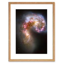 Artery8 Wall Art Print Hubble Space Astronomy The Antennae Galaxies NGC 4038-4039 Orange Pink Blue Spiral Pair Collision Newly Formed Super Star - thumbnail 1