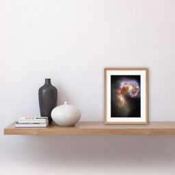 Artery8 Wall Art Print Hubble Space Astronomy The Antennae Galaxies NGC 4038-4039 Orange Pink Blue Spiral Pair Collision Newly Formed Super Star - thumbnail 2