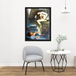"Artery8 Wall Art Print John William Waterhouse The Siren Old Master Large Framed Wall Décor Art in Brown - Size: W18"" x H24""" - thumbnail 2