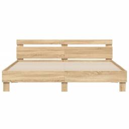 Berkfield Home Bed Frame without Mattress Sonoma Oak 200x200 cm in Brown - thumbnail 5