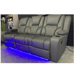 Furniture 786 Orlando Electric Leather 3+2 Seater Sofa Set Suite in Grey - thumbnail 4