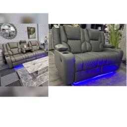 Furniture 786 Orlando Electric Leather 3+2 Seater Sofa Set Suite in Grey - thumbnail 1
