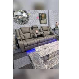 Furniture 786 Orlando Electric Leather 3+2 Seater Sofa Set Suite in Grey - thumbnail 2