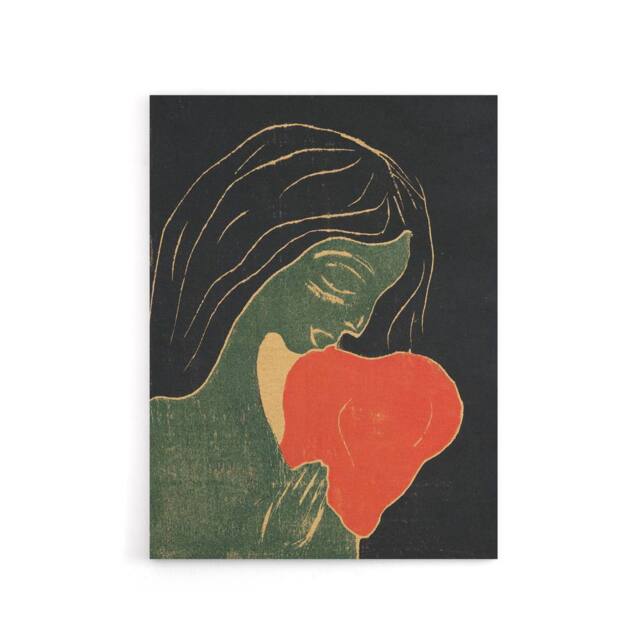 "Artery8 The Heart Hjertet Painting Munch Vintage Canvas Wall Art in Black - Size: W24"" x H32""" - image 1