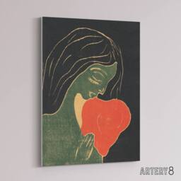 "Artery8 The Heart Hjertet Painting Munch Vintage Canvas Wall Art in Black - Size: W24"" x H32""" - thumbnail 2