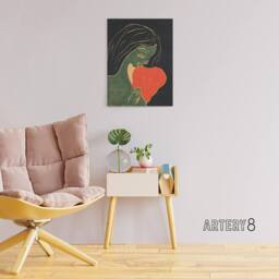 "Artery8 The Heart Hjertet Painting Munch Vintage Canvas Wall Art in Black - Size: W24"" x H32""" - thumbnail 3