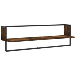 Berkfield Home 6 Piece Wall Shelf Set with Bars Smoked Oak Engineered Wood in Brown - thumbnail 6