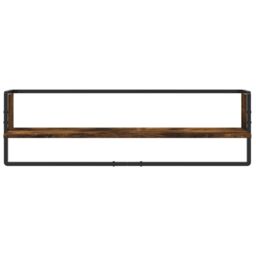 Berkfield Home 6 Piece Wall Shelf Set with Bars Smoked Oak Engineered Wood in Brown - thumbnail 5