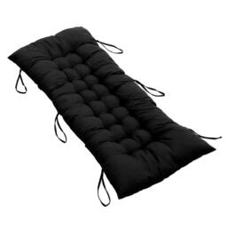 KORVIXA Garden Bench Seat Pad Cotton Cushion 2 Seater in Black - Size: 125 cm x 150 cm