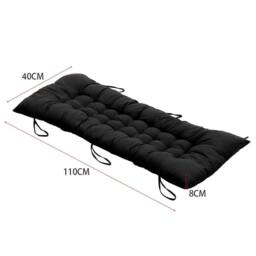 KORVIXA Garden Bench Seat Pad Cotton Cushion 2 Seater in Black - Size: 125 cm x 150 cm - thumbnail 2