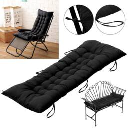 KORVIXA Garden Bench Seat Pad Cotton Cushion 2 Seater in Black - Size: 125 cm x 150 cm - thumbnail 4