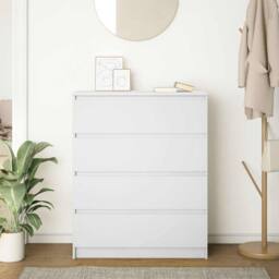 Berkfield Home Sideboard White 80x35x99 cm Engineered Wood - Size: 80 x 35 x 99 cm - thumbnail 3